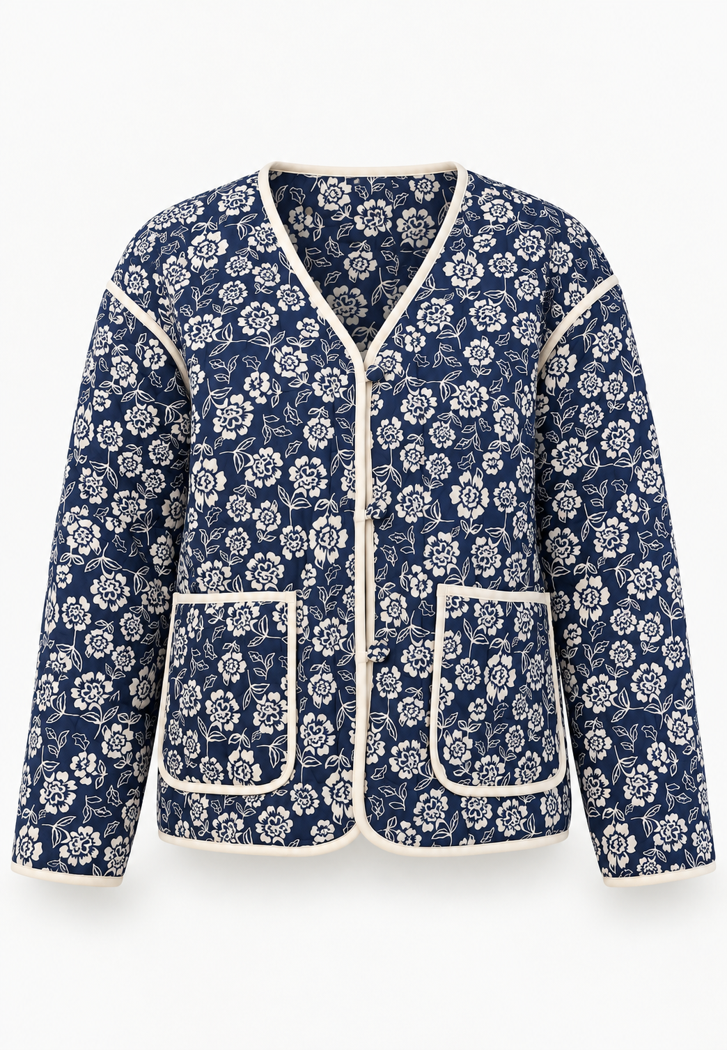 Veste matelassée femme imprimé floral bordures contrastées - Mireva