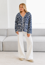 Veste matelassée femme imprimé floral bordures contrastées - Mireva