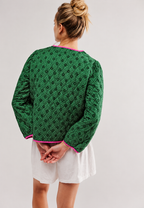 Veste matelassée femme imprimé géométrique nœuds décoratifs - Selvara