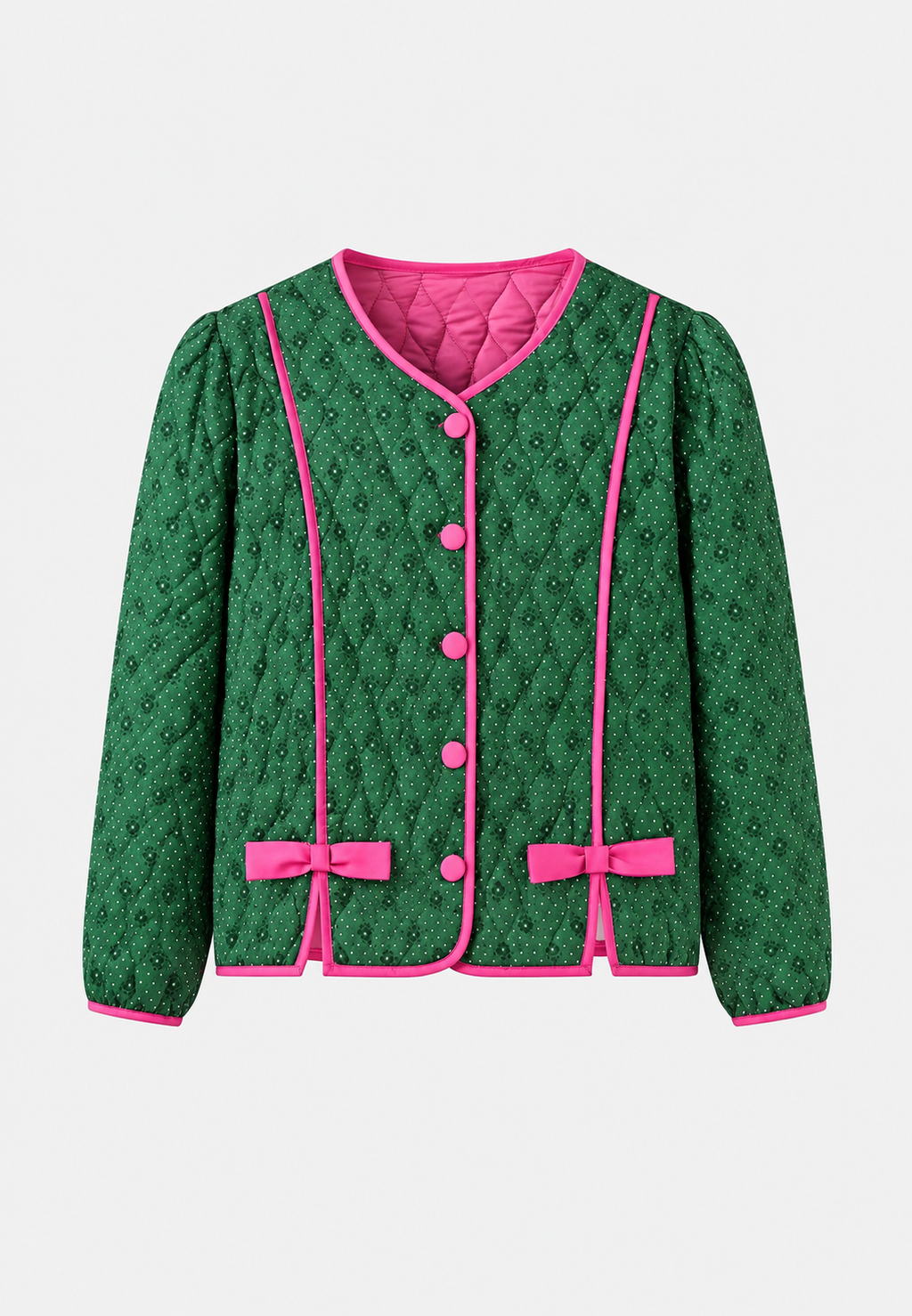 Veste matelassée femme imprimé géométrique nœuds décoratifs - Selvara