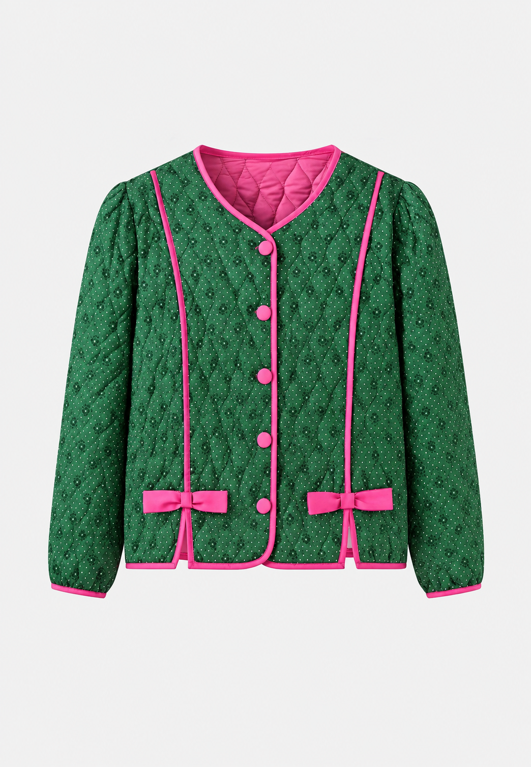 Veste matelassée femme imprimé géométrique nœuds décoratifs - Selvara