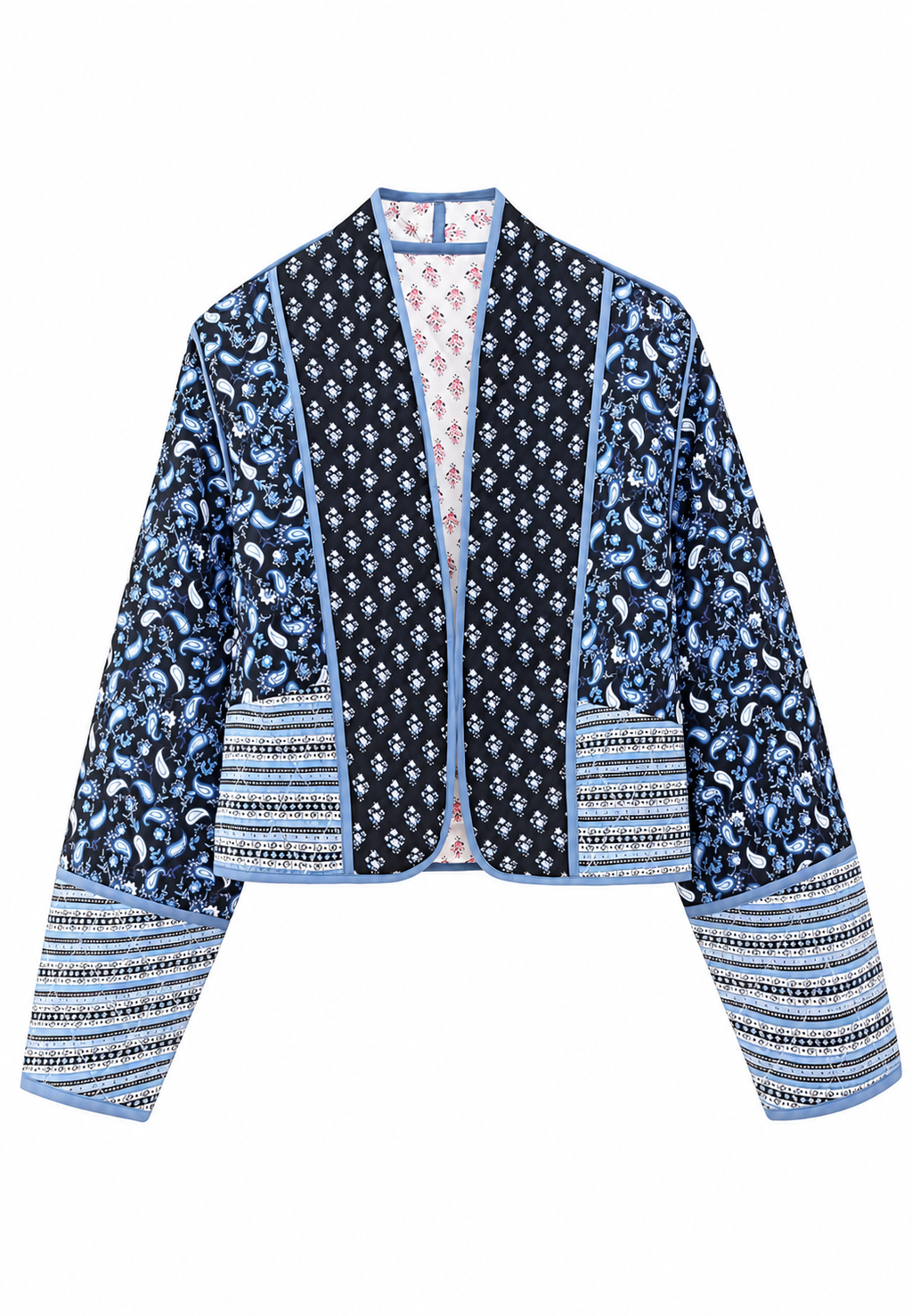 Veste matelassée femme imprimé cachemire paisley bordures - Norelia
