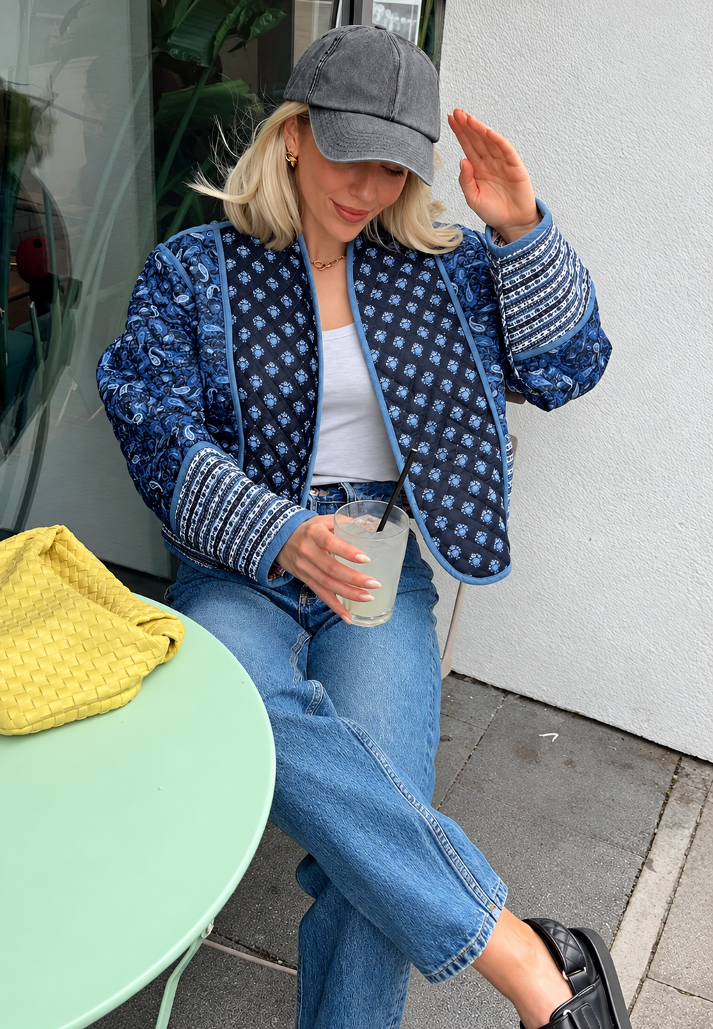 Veste matelassée femme imprimé cachemire paisley bordures - Norelia