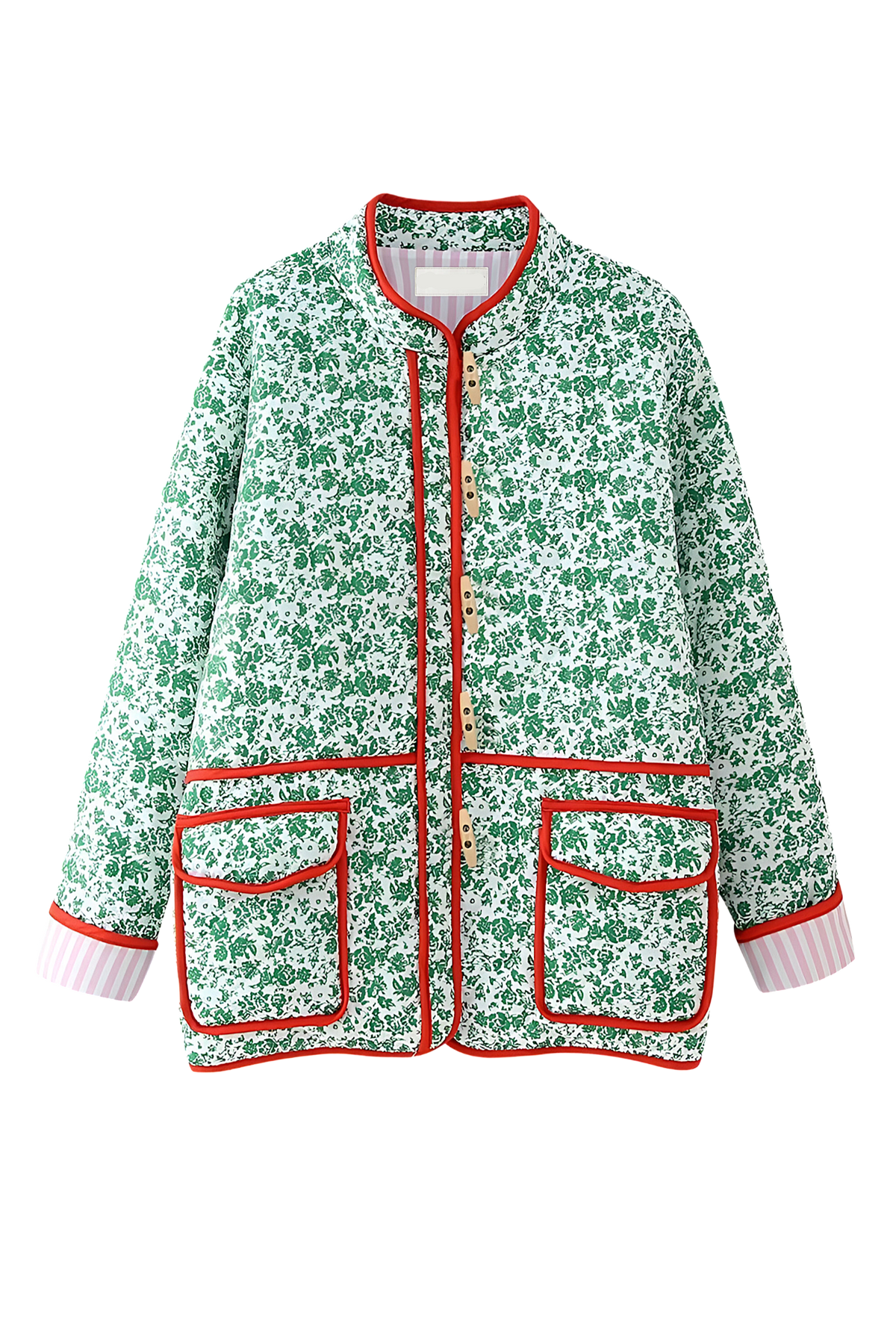 Veste matelassée fleurie femme brandebourgs bordures contrastées - Celindra
