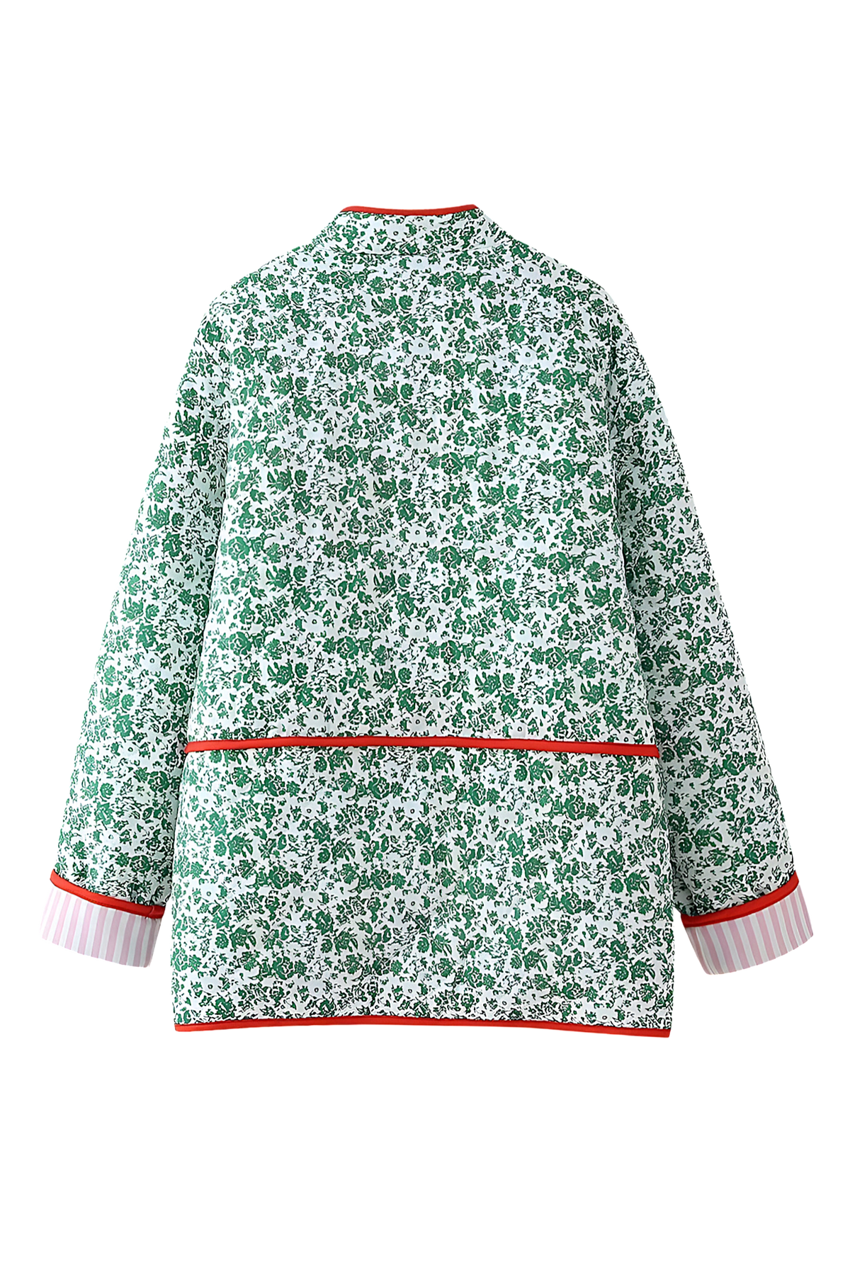 Veste matelassée fleurie femme brandebourgs bordures contrastées - Celindra