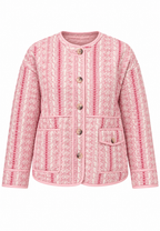 Veste matelassée femme motifs floraux rayures boutonnée - Alvina