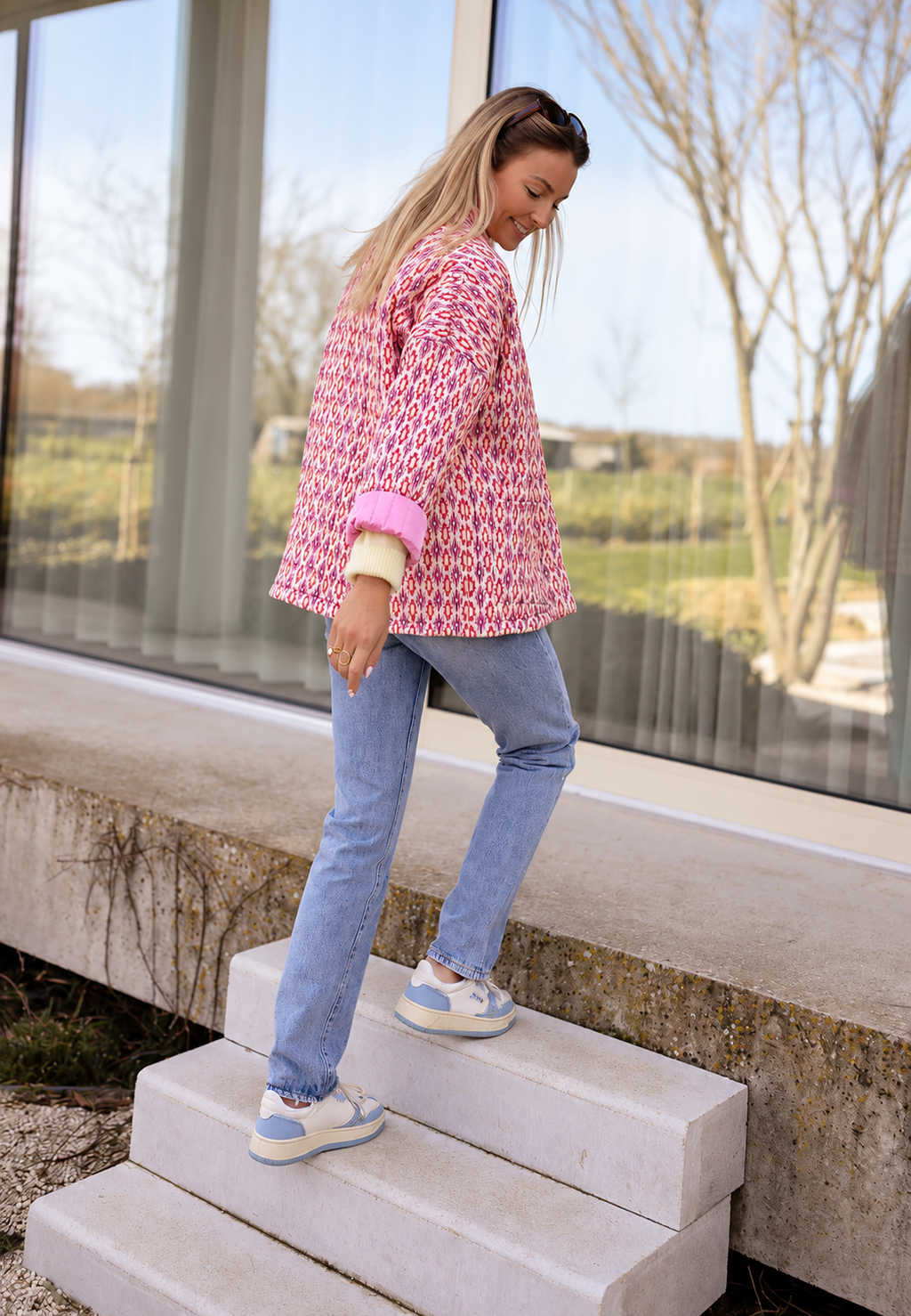 Veste matelassée femme motifs géométriques coupe droite - Eliora