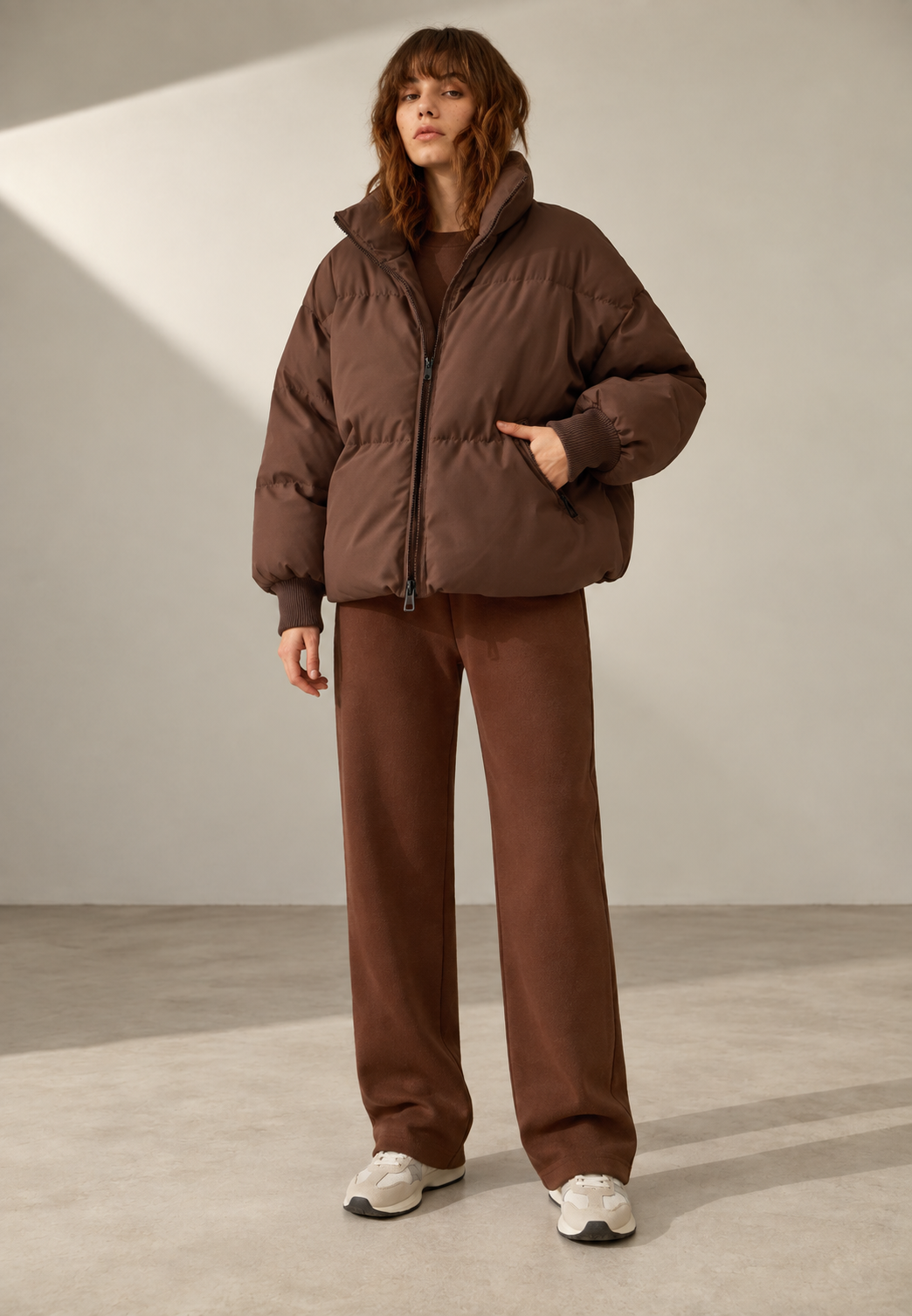 Veste matelassée oversize femme col montant fermeture éclair - Anouk