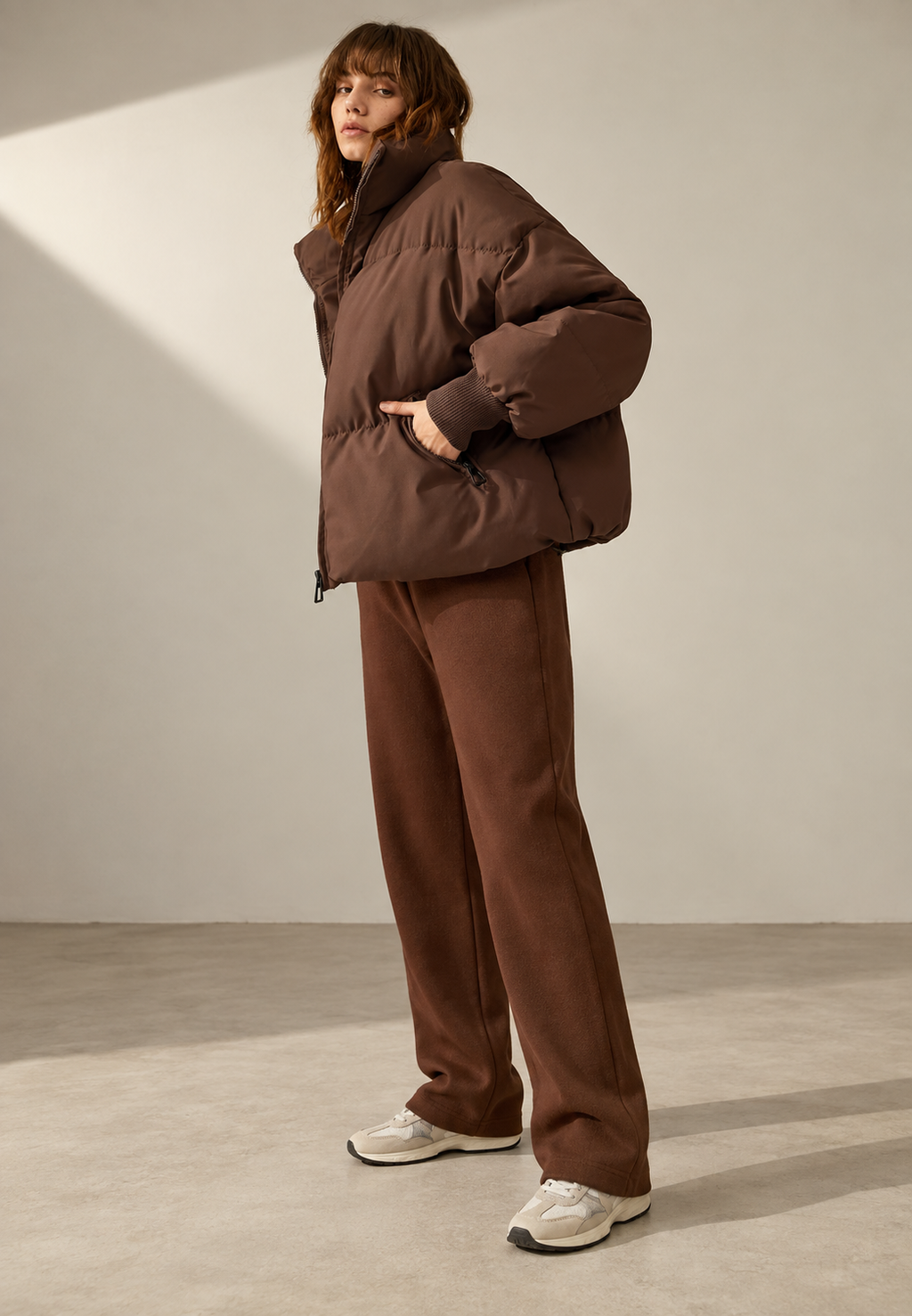 Veste matelassée oversize femme col montant fermeture éclair - Anouk