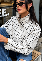 Veste bomber femme à pois motif graphique zippée - Vera