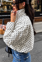Veste bomber femme à pois motif graphique zippée - Vera