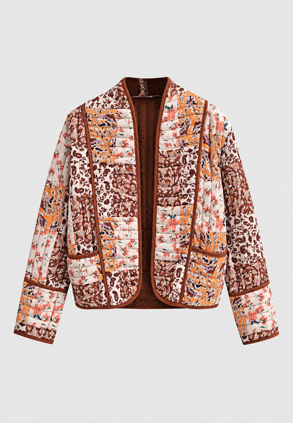 Veste courte matelassée femme patchwork floral bordures - Brienne