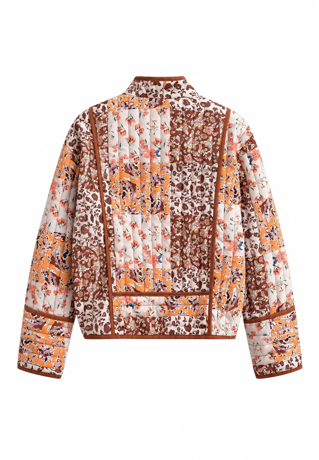 Veste courte matelassée femme patchwork floral bordures - Brienne