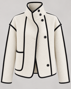 Veste courte femme col montant bordures contrastées - Ophélie