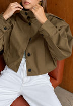 Veste courte femme col montant boutons coupe nette - Vianne