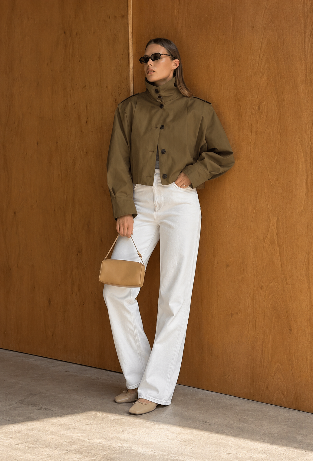 Veste courte femme col montant boutons coupe nette - Vianne