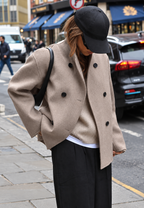 Veste courte femme double boutonnage col rond chic - Esmée