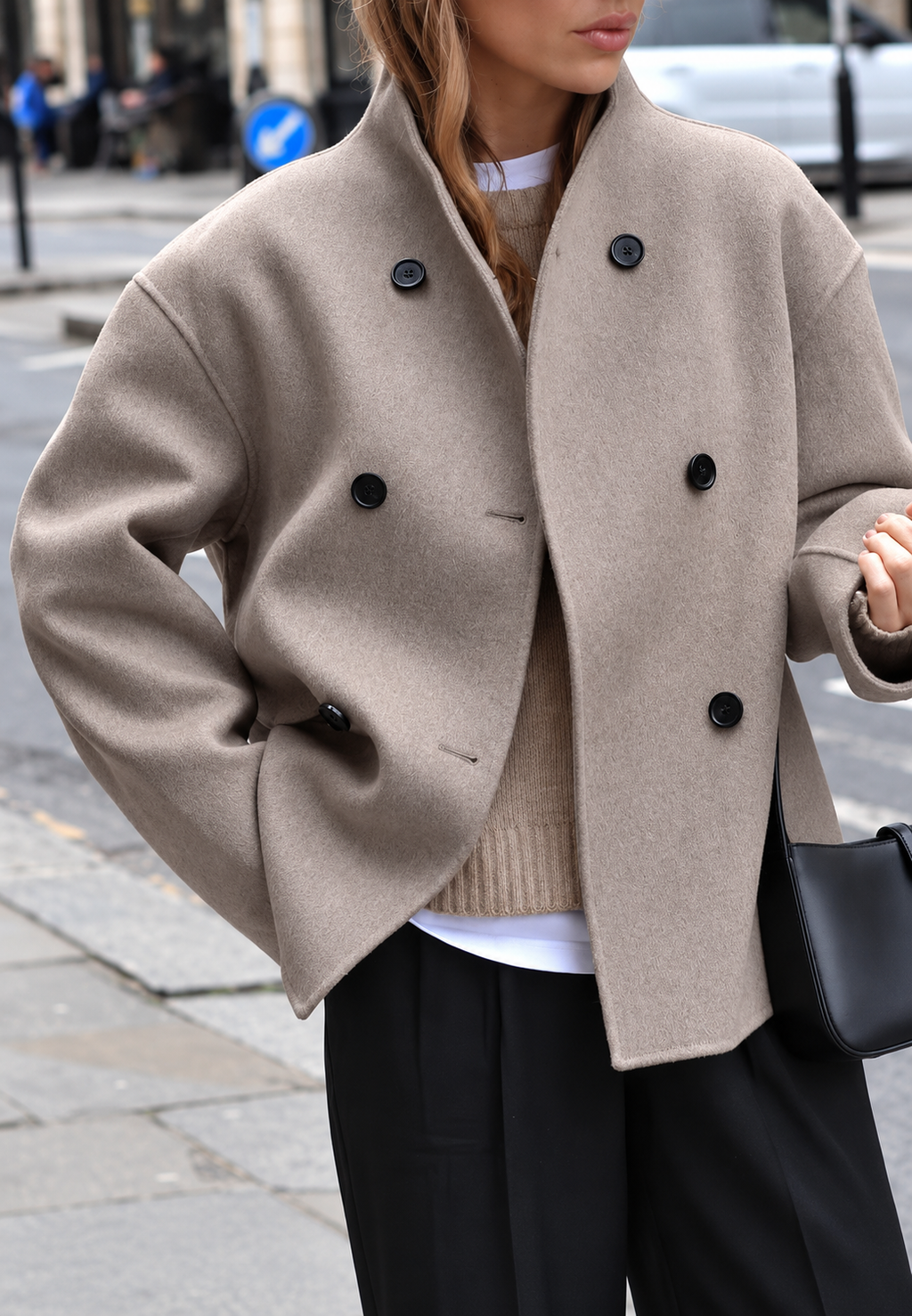 Veste courte femme double boutonnage col rond chic - Esmée