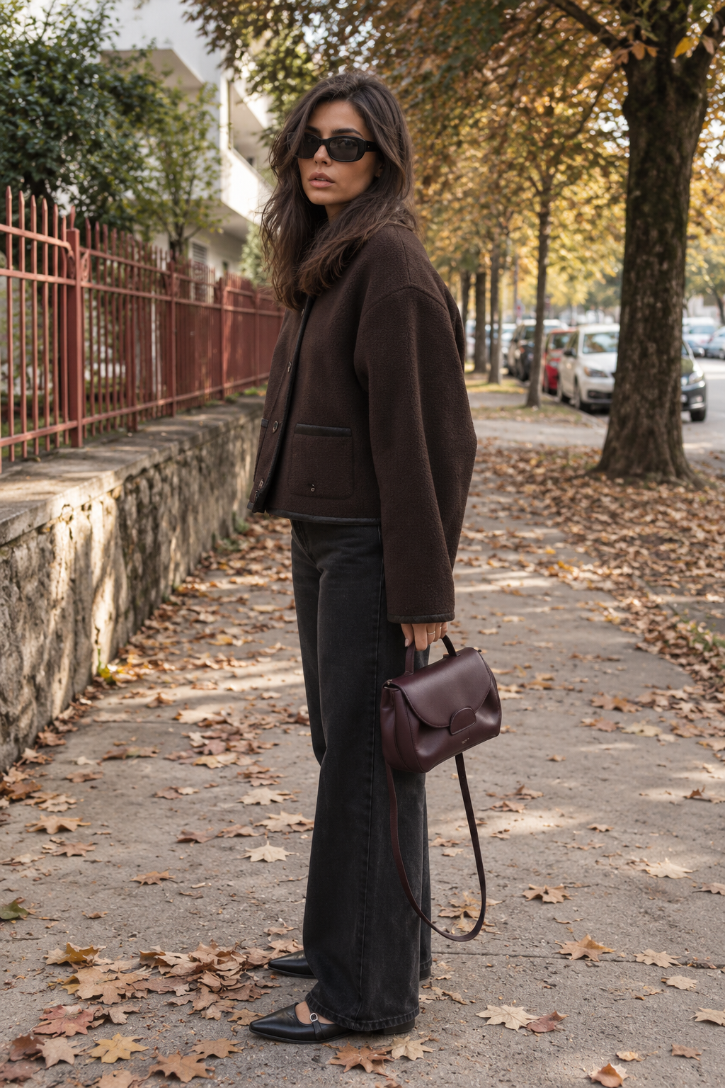 Veste courte femme effet daim boutons bordures contrastées - Sybille