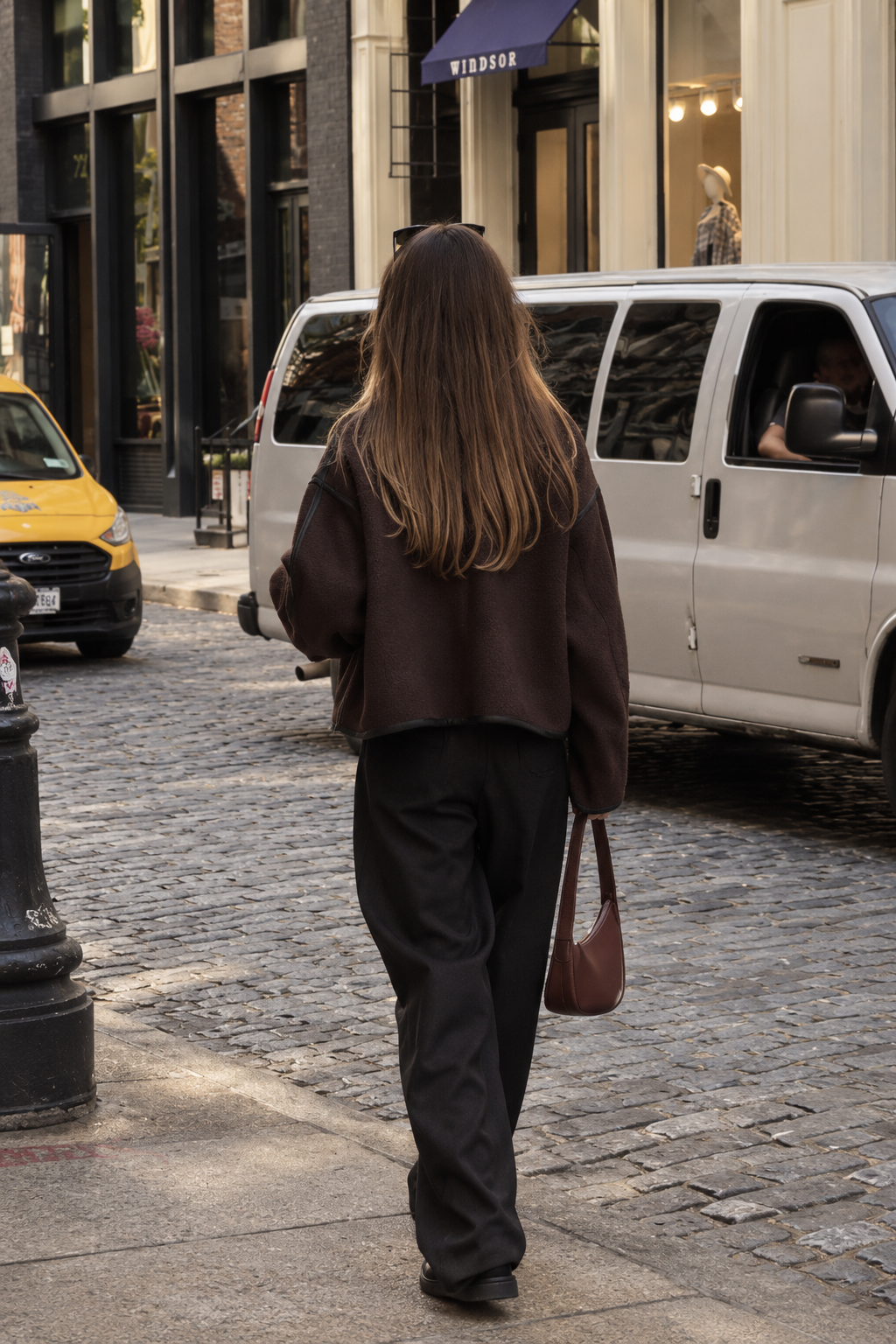 Veste courte femme effet daim boutons bordures contrastées - Sybille