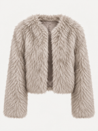 Veste courte femme effet fourrure manches longues douce - Clémence