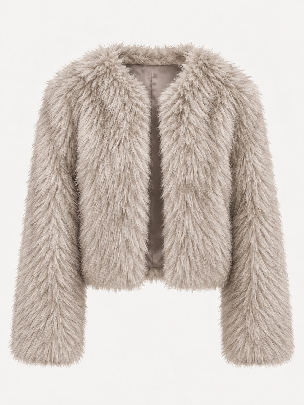 Chaqueta mujer corta efecto pelo manga larga textura suave otoño invierno - Clémence