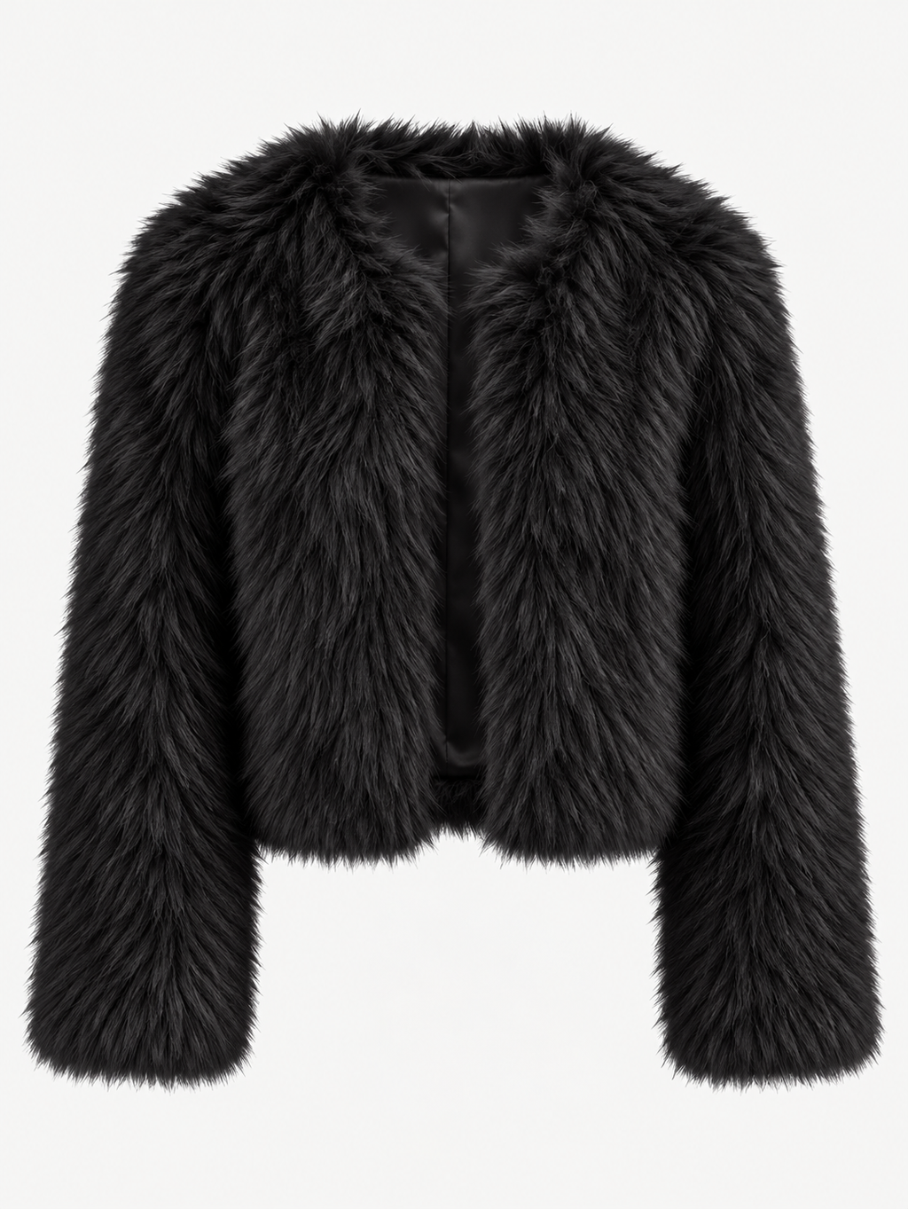 Chaqueta mujer corta efecto pelo manga larga textura suave otoño invierno - Clémence