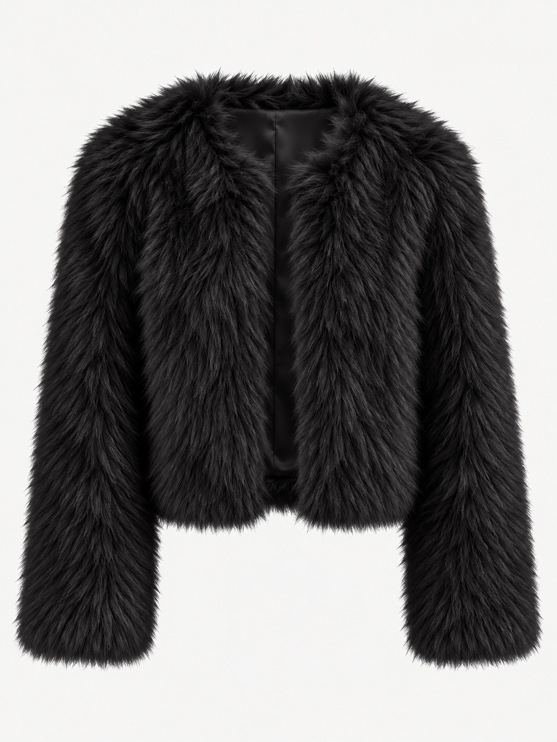 Chaqueta mujer corta efecto pelo manga larga textura suave otoño invierno - Clémence