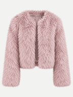 Veste courte femme effet fourrure manches longues douce - Clémence
