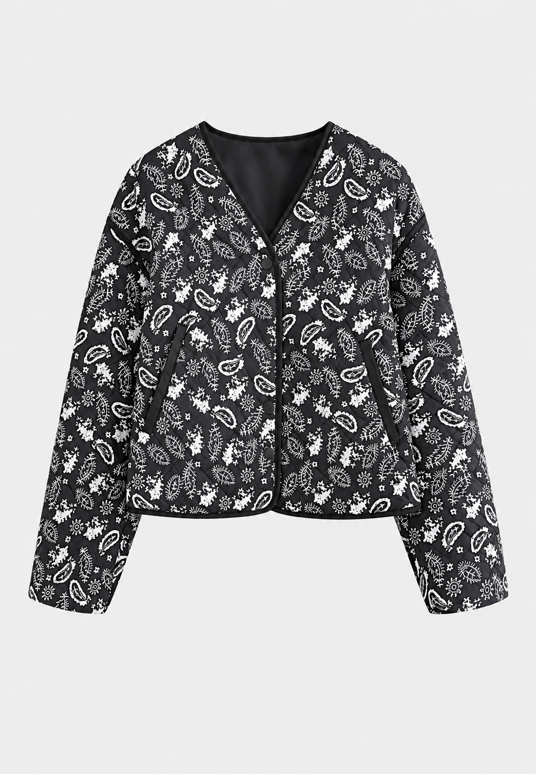 Veste courte femme imprimé cachemire matelassage losanges bordures - Ottavia