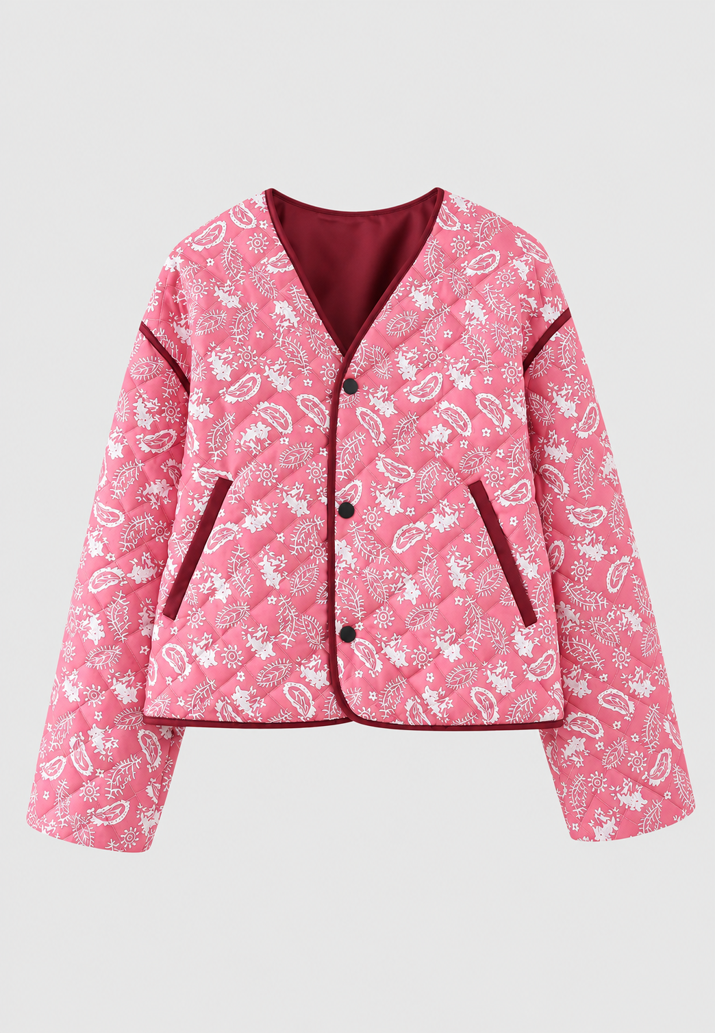 Veste courte femme imprimé cachemire matelassage losanges bordures - Ottavia