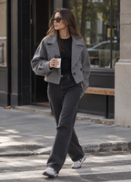 Veste courte femme larges revers coupe oversize moderne - Céliane