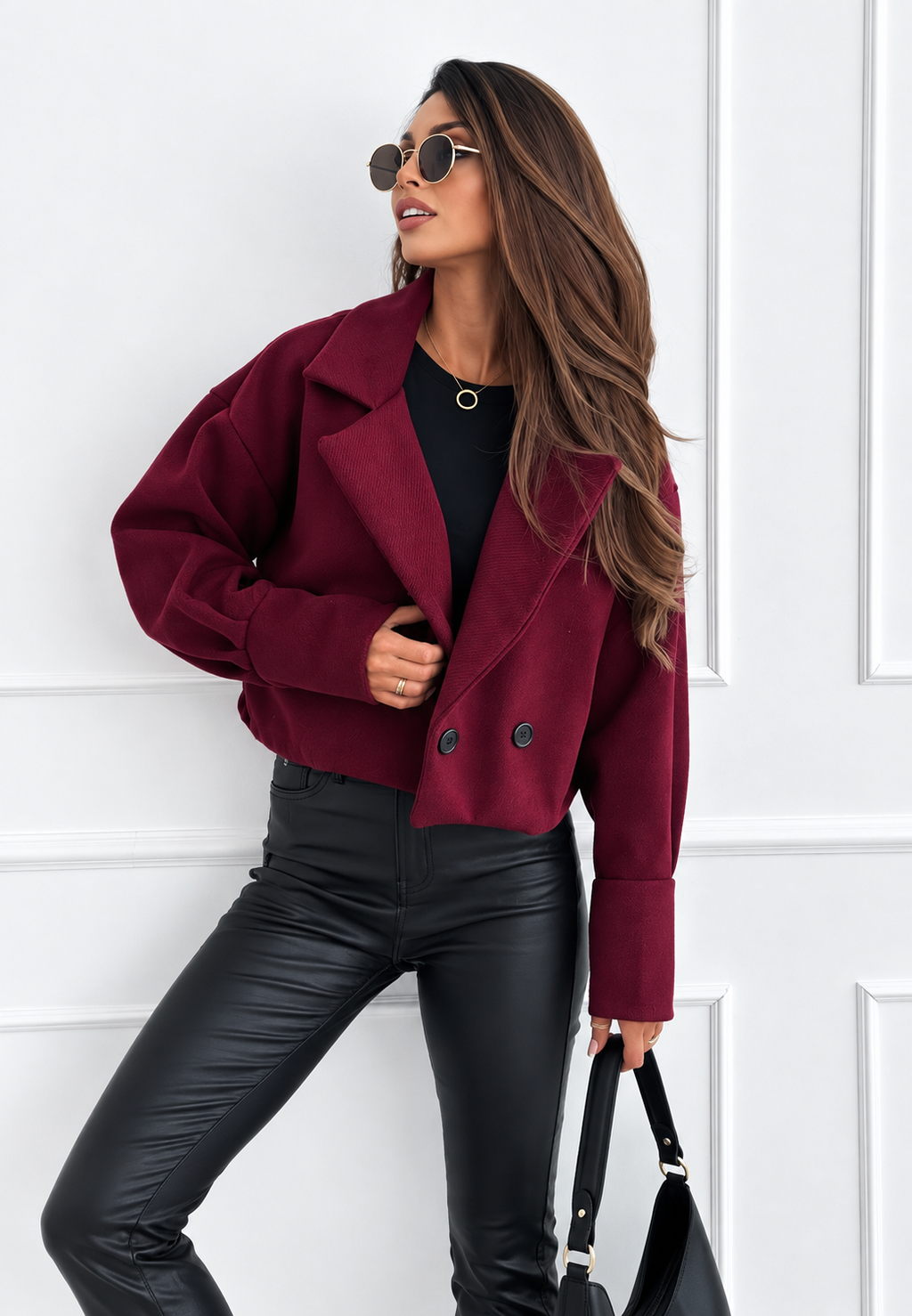 Veste courte femme larges revers coupe oversize moderne - Céliane