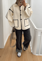 Veste maille femme color block bordures contrastées tricot - Émeline