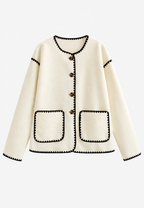 Veste maille femme color block bordures contrastées tricot - Émeline