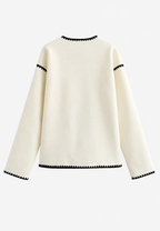Veste maille femme color block bordures contrastées tricot - Émeline