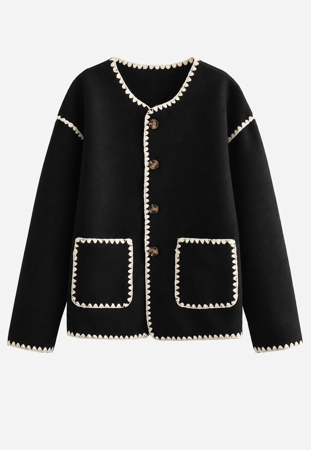 Veste maille femme color block bordures contrastées tricot - Émeline