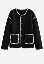 Veste maille femme color block bordures contrastées tricot - Émeline