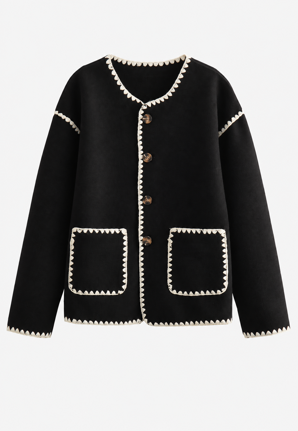 Veste maille femme color block bordures contrastées tricot - Émeline