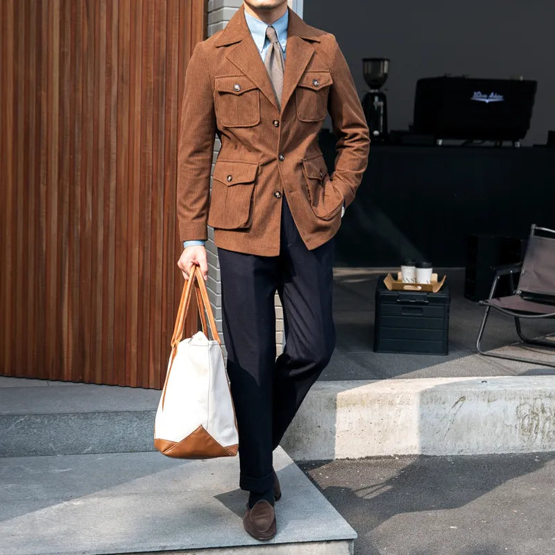 Veste homme velours côtelé élégante poches texture automne - Julien