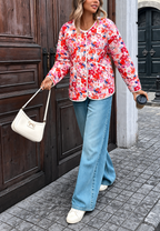 Veste fleurie matelassée femme poches avant bordures - Renate