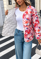 Veste fleurie matelassée femme poches avant bordures - Renate