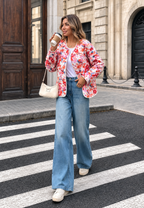 Veste fleurie matelassée femme poches avant bordures - Renate