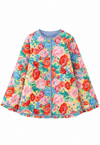 Veste fleurie femme évasée matelassage losanges volants - Clotilde