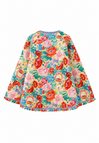 Veste fleurie femme évasée matelassage losanges volants - Clotilde