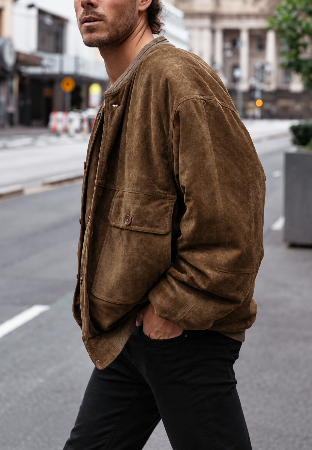 Veste homme effet daim coupe ample poches texture - Mikkel