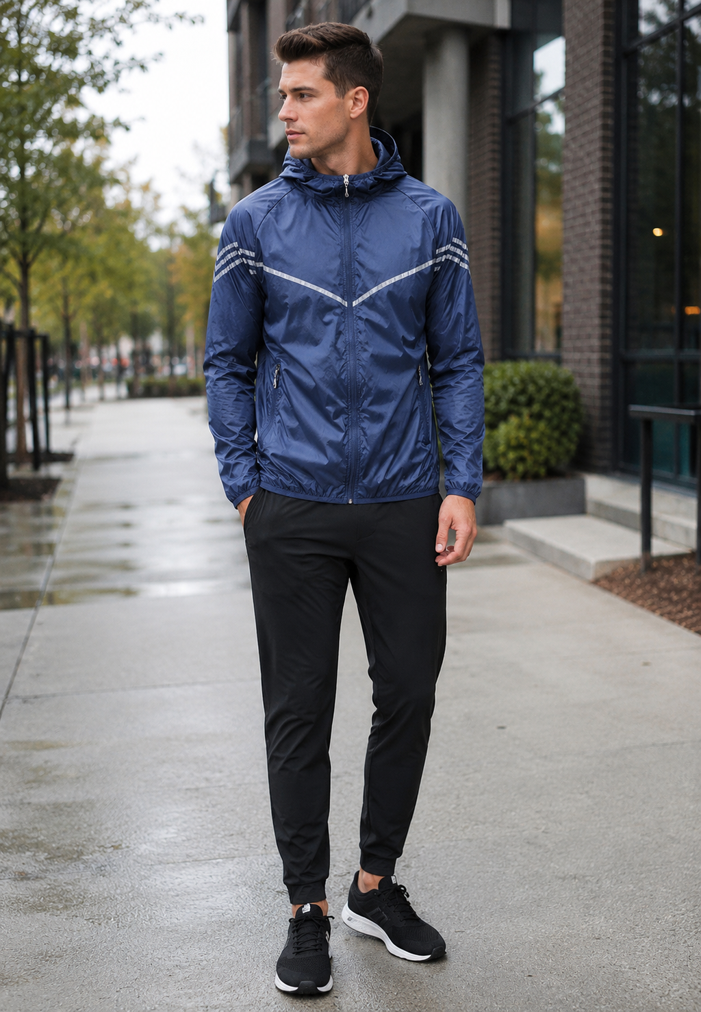 Veste imperméable homme capuche poches fermeture éclair pluie - Thiago