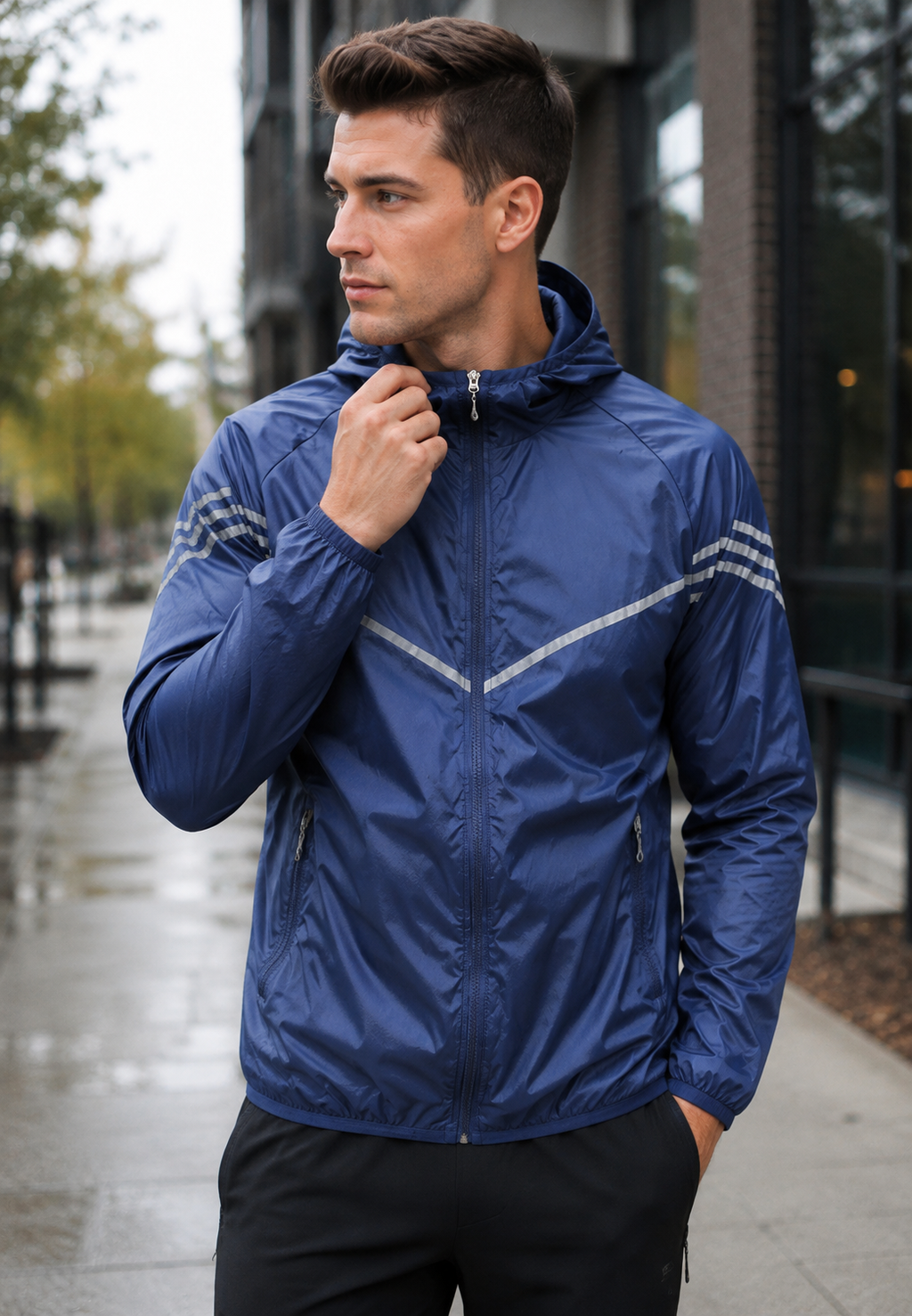 Veste imperméable homme capuche poches fermeture éclair pluie - Thiago