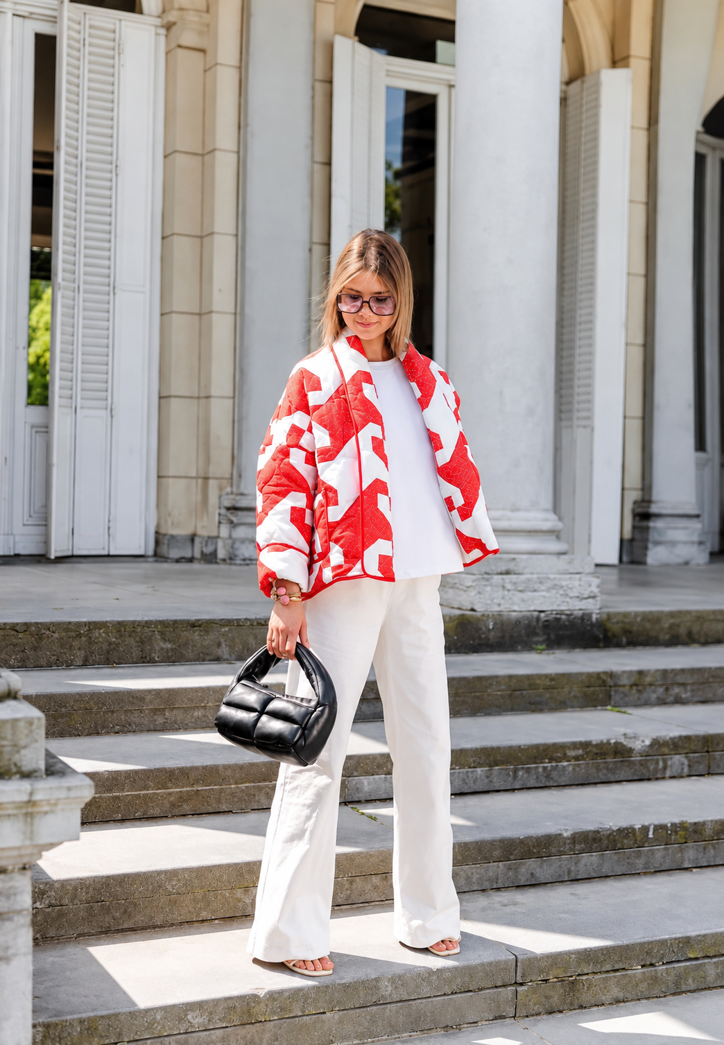Veste kimono matelassée femme imprimé abstrait géométrique - Madelon