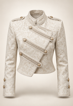 Veste femme col mao boutons décoratifs coupe droite chic - Aveline